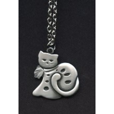 Pewter Pendant - Cat with Bow